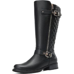 DECARSDZ Women's Knee-High Boots Fashion Riding Booite Metal Buckle Calf Boot