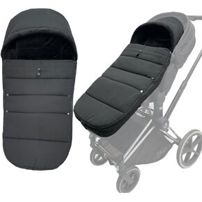 غطاء قدم دافئ لعربة الأطفال متوافق مع Cybex Priam وCybex Mios وCybex Balios، حقيبة رايات شتوية طاردة لعربة الأطفال - بطانة ناعمة وسطح مقاوم لرذاذ الماء - يمكن غسله في الغسالة (أسود)
