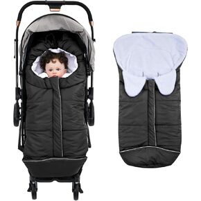 THE KENKYO Stroller Cover for Winter, Waterproof Stroller Bunting Bag with Hood, Universal Stroller Footmuff for Cold Weather, Windproof Pram Sleeping Bag, Warm Plush Fleece Lined Baby Blanket