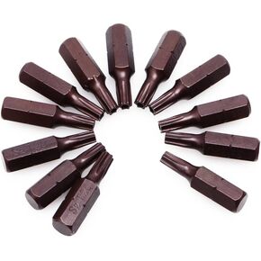 12Pcs T20 1/4"" Shank Torx Security Screwdriver Bits With Hole 25mm Screwdriver Bits Drill Screwdriver Bits Long Screwdriver Bits For Drill Screwdriver Bits Screwdriver