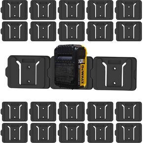 20 Pack Battery Mount Holder for Dewalt 20V 60V Batter, Dewalt Battery Holder w/ 40pcs Screw, Dewalt Battery Holder Wall Mount (Black)