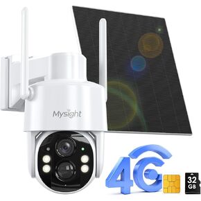 4G LTE Cellular Security Camera, No WiFi Security Camera, 2.5K Solar Camera Outdoor Wireless, Spotlight Color Night Vision, 360° Live View, Motion&Siren Alert, SD/Cloud Storage (Gift SD&SIM Card)