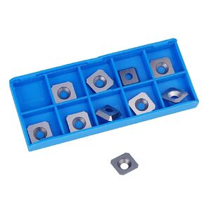 SpeTool 10pcs Chamfer Corner Carbide Inserts Replacement for Spoilboard Surfacing Router Bit(12mmx12mm, 2.2mm Thick), 45 Degree Cutting Angle, Straight -Hole