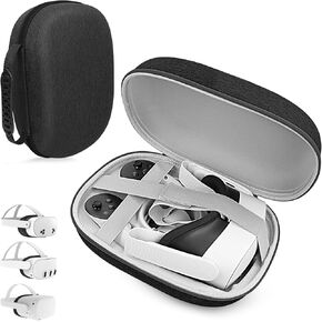 MS.CLEO Hard Carrying Case for Meta Quest 3s/Meta Quest 3, Compact Hard Shell for VR Headset, Compatible with Elite Strap Battery Version Headband, Travel Protection and Home Storage (Gray)