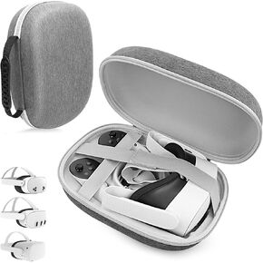 MS.CLEO Hard Carrying Case for Meta Quest 3s/Meta Quest 3, Compact Hard Shell for VR Headset, Compatible with Elite Strap Battery Version Headband, Travel Protection and Home Storage (Gray)
