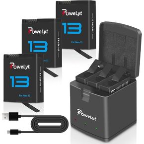 3-Pack Hero 13 Batteries 3.89V 2100mAh Large Capacity Hero 13 Enduro Rechargeable Battery and 3 Slots Fast Hero 13 Charger Hero 13 Camera Accessories Fully Compatible with GoPro 13 Hero Black