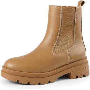 Dodow Womens Chelsea Boots Chunky Heel High Elastic Slip On Ankle Booties