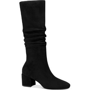 Women's Chunky Heel Knee High Boots Round Toe Tall Boots Block Heel Suede Boots Side Zipper Fashion Dress Long Booties