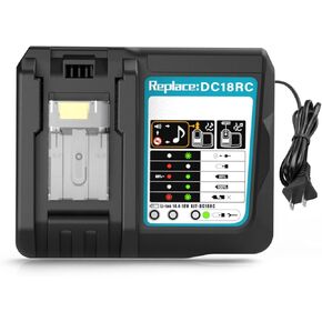 Updated 6A Rapid Charger DC18RC Compatible with Makita 14.4V/18V Lithium-ion Battery, Rapid Battery Charger for BL1815 BL1820 BL1830 BL1840B BL1850 BL1860 BL1450 Replacement Charger for DC18RD