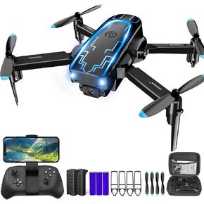 Mini Drone with Camera, Drones for Kids Adults, Boys Gifts, 1080P HD Foldable Drone with Gravity Control, Gestures Selfie, Altitude Hold, One Key Start, 3D Flips, 2 Batteries, Toy for Boys Girls