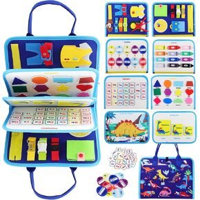 Toddler Montessori Toys for 1 2 3 4 Year Old,Felt Learning Board Busy Board,Baby Airplane Travel Toy,Educational Developmental Inspired Interactive Activities Sensory Toys,Kids