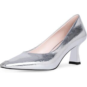 Women's Sexy Kitten Heel Pumps Closed Toe Slip On Square Toe Dress Shoes