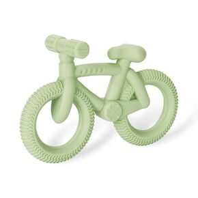 Socub Baby Teether Toys for Infants, Silicone Baby Teething Toys for Babies 0-6-12-18 Months, BPA Free Soft and Textured Bike-Shaped teether Toy for Soothing Sore Gums, Olive