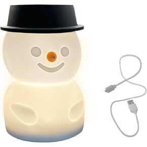 MiOYOOW Snowman Nightlight, Rechargeable Bedside Lamp Cute Tap Nursery Ambience Light for Men Women