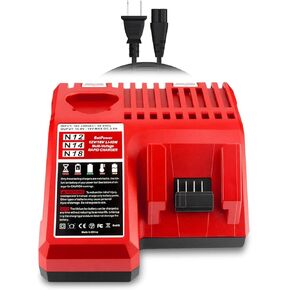 BatPower 48-59-1812 Multi Voltage 18v/12v Lithium XC Battery Rapid Charger Replacement for Milwaukee 18V M18 Battery Charger 12V M12 12V 48-59-1812 48-59-1808 Fast Charger