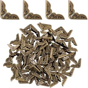 JIYIN 100 Pcs Metal Book Corner Protector, Vintage Iron Corner Cover Book Corner Protector Book Corner Triangle Decorative for Protector Scrapbooking Photo Book Cover Menus Folder(Brass)