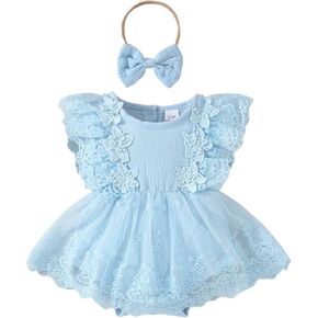 Newborn Baby Girl Clothes Boho Lace Rompers Dress Floral Half First 1st Birthday Newborn Photography Outfits
