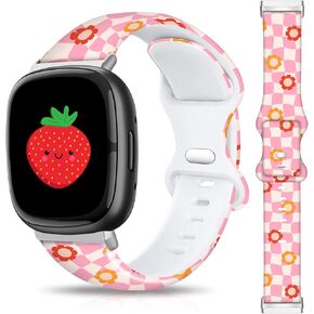 Christmas Halloween Thanksgiving Band Compatible with Fitbit Versa 3/Fitbit Versa 4/Fitbit Sense/Sense 2, Smartwatch Holiday Women Men Silicone Replacement Strap for Fitbit Versa 3/4, Fitbit Sense/Sense 2