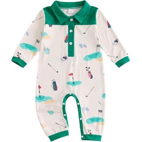 Newborn Baby Boy Girl Golf Outfit Long Sleeve Polo Shirt Romper Infant Jumpsuit Pants 0-2T Baby Fall Winter Clothes
