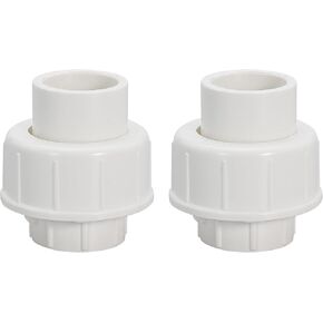 2" PVC Union Coupling Pipe Fitting PVC Adapter Schedule 40, EPDM O-Ring, 2 inch Slip Coupling Fitting (Socket x Socket), 2 Pack, White