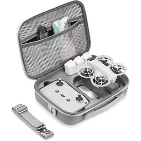 Carrying Case for DJI Neo, PU Portable Protective Storage Bag with Shoulder for DJI Neo Fly More Combo Accessories, for RC-N3 Remote Controller Drone Battery Charging Hub(Grey)
