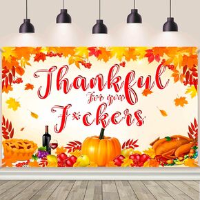 Happy Thanksgiving Day Backdrop Thanksgiving Banner Turkey Maple Leaves Pumpkin for Fall Party Decorations Thanksgiving Party Decorations for Home Outside Office Porch Decor 70.8x43.3