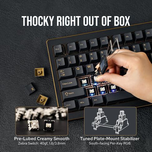EPOMAKER Tide75 Upgraded QMK/VIA Wireless Gaming Keyboard, 75% Aluminum Mechanical Keyboard, Hot-Swap Creamy Keyboard with FR4 Plate, Bluetooth/2.4Ghz/USB-C, RGB Backlit, NKRO (Black) in Saudi Arabia