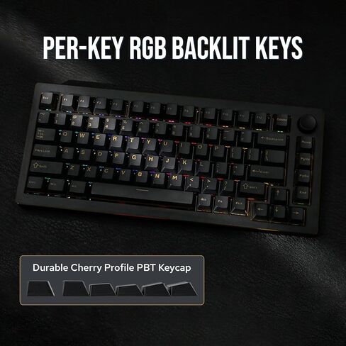 EPOMAKER Tide75 Upgraded QMK/VIA Wireless Gaming Keyboard, 75% Aluminum Mechanical Keyboard, Hot-Swap Creamy Keyboard with FR4 Plate, Bluetooth/2.4Ghz/USB-C, RGB Backlit, NKRO (Black) in Saudi Arabia