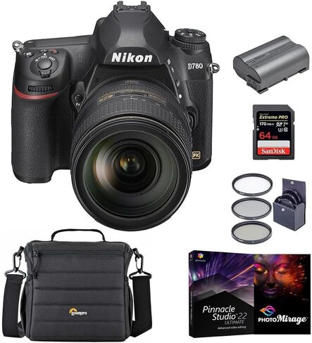 Nikon D780 FX-Format DSLR Camera with AF-S NIKKOR 24-120mm f/4G ED VR Lens - Bundle with Camera Case, 64GB SDXC Memory Card, EN-EL15B Battery, 77mm Filter Kit, Pro Software Package in Saudi Arabia