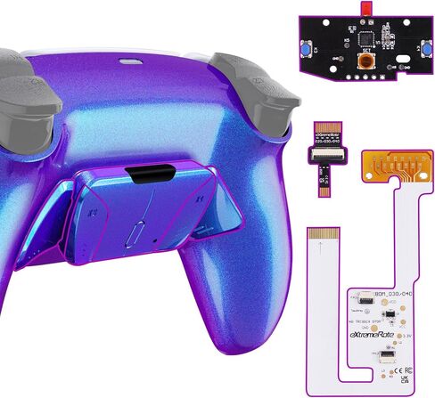 eXtremeRate Back Paddles Programable RISE4 V3 Remap Kit for PS5 Controller BDM-030 040 050, Upgrade Board Chameleon Purple Blue Redesigned Bottom Shell 4 Back Buttons for PS5 Controller -NO Controller in Saudi Arabia