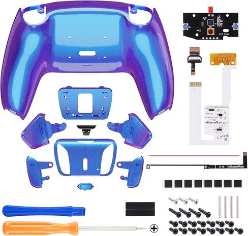 eXtremeRate Back Paddles Programable RISE4 V3 Remap Kit for PS5 Controller BDM-030 040 050, Upgrade Board Chameleon Purple Blue Redesigned Bottom Shell 4 Back Buttons for PS5 Controller -NO Controller in Saudi Arabia