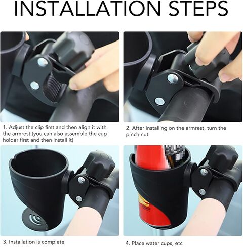 YUYTE Stroller Cup Holders, Universal Drinks Holder for Bikes, Trolleys or Walkers PP Wheelchair Cup Holder Detachable Design Stretchable Cup Mouth in Saudi Arabia