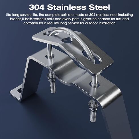 SUS304 Antenna Mount 12 Inch Stainless Steel Mast Wall Mount Clamp Windproof Antenna Mounting Bracket, Silver in Kuwait