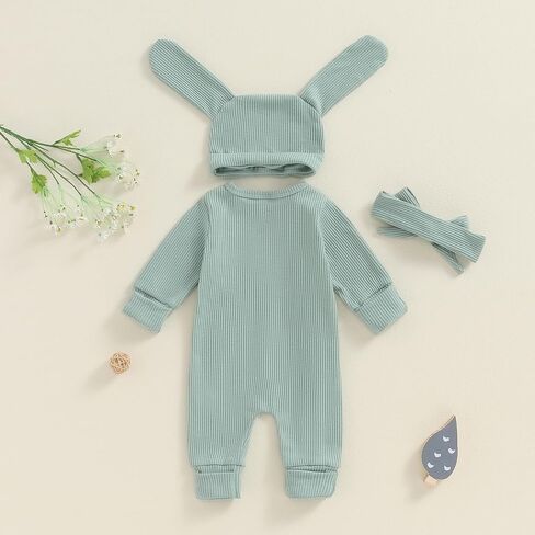 Ayalinggo Newborn Baby Boy Girl Coming Home Outfit Ribbed Romper Jumpsuit Side Zipped Bodysuit Preemie Clothes in Saudi Arabia