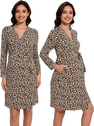 رداء أمومة نسائي من الخيزران الفسكوزي بأكمام طويلة ورقبة على شكل حرف V للأمومة في المستشفى in Kuwait