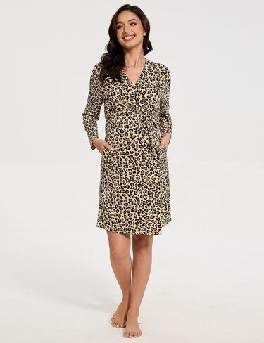 رداء أمومة نسائي من الخيزران الفسكوزي بأكمام طويلة ورقبة على شكل حرف V للأمومة في المستشفى in Kuwait