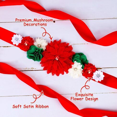 طقم وشاح الأمومة لاستحمام الطفل على شكل فطر - حزام بطن لحفلة استقبال المولود الجديد على شكل فطر وأمي ليكون وأبي ليكون دبابيس الصدار، أحمر وأخضر للآباء الجدد صور الحمل لوازم الحفلات in Kuwait