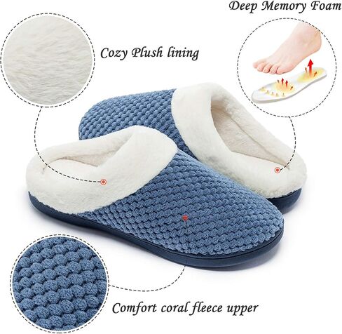 Womens Memory Foam Slippers Plush Fleece Lined Lady House Slippers Anti-Skid for Indoor Outdoor in Saudi Arabia