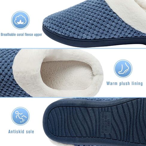 Womens Memory Foam Slippers Plush Fleece Lined Lady House Slippers Anti-Skid for Indoor Outdoor in Saudi Arabia