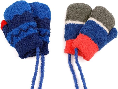 F Flammi 2 Pairs Toddler Fleece Mittens for Baby Boys Girls Winter Sherpa Lined Warm Knit Mittens Cartoon Kids Gloves in Saudi Arabia