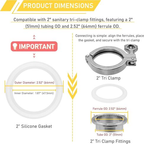 100PCS 1.5 Inch Tri Clamp Silicone Gaskets for 1.5" Tri-Clamp Sanitary Fittings TC O-Ring Seal Gasket in Saudi Arabia