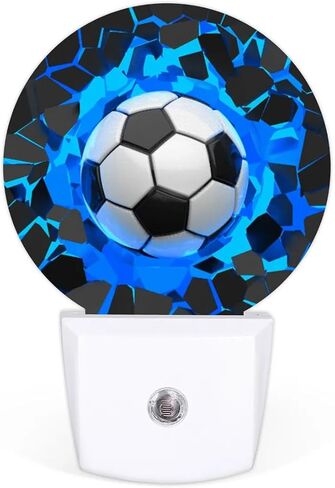 Plug-in Led Night Light with Auto Dusk to Dawn Sensor for Boys Girls Room Decor, 3D Blue Soccer Ball Wall Lamp Nightlights for Hallway,Bedroom, Kids Room, Kitchen, Stairway, (0.5W, 2 Pack) in Saudi Arabia