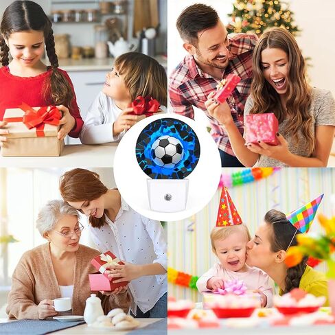 Plug-in Led Night Light with Auto Dusk to Dawn Sensor for Boys Girls Room Decor, 3D Blue Soccer Ball Wall Lamp Nightlights for Hallway,Bedroom, Kids Room, Kitchen, Stairway, (0.5W, 2 Pack) in Saudi Arabia