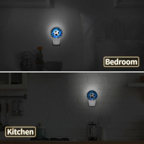 Plug-in Led Night Light with Auto Dusk to Dawn Sensor for Boys Girls Room Decor, 3D Blue Soccer Ball Wall Lamp Nightlights for Hallway,Bedroom, Kids Room, Kitchen, Stairway, (0.5W, 2 Pack) in Saudi Arabia