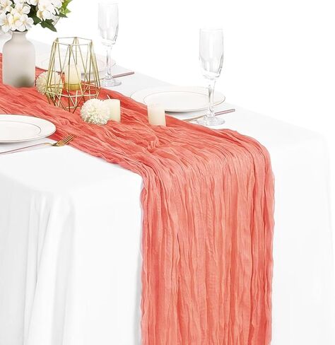 مفرش طاولة من القماش القطني بطول 10 أقدام من قماش الجبن الريفي بوهو باللون الوردي المغبر لتزيين حفلات الزفاف، وديكورات حفلات الشاي، ومستلزمات حفلات الزفاف وعيد الفصح الصيفي in Kuwait