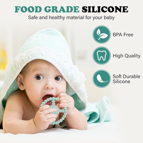 Teething Rings - Baby Teether Toys for Babies 6-18 Months - Vibrating Silicone Baby Chew Toys - Safe Teethers for Soothing Sore Gums - Support Speech- Waterproof Baby Teething Toys for Boys and Girls in Saudi Arabia