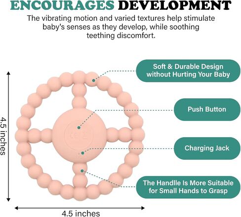 Teething Rings - Baby Teether Toys for Babies 6-18 Months - Vibrating Silicone Baby Chew Toys - Safe Teethers for Soothing Sore Gums - Support Speech- Waterproof Baby Teething Toys for Boys and Girls in Saudi Arabia