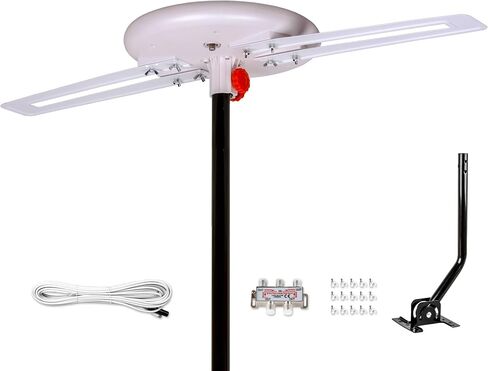 Five Star Upgraded 2024 Omni-Directional Outdoor HD Digital TV Antenna 360 Degree,4TVs Installation Kit for Attic or Outdoor, Weather Resistant, Supports ATSC 3.0 and 4K 1080P HD Smart TV VHF UHF in Saudi Arabia