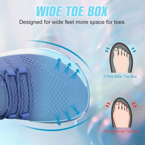 ZYEN Wide Toe Box Shoes Women Non-Slip Ultra Light Running Sneakers Extra Wide Feet Arch Support Walking Shoes Tennis Diabetes Breathable Gym Workouts 6-12 in Kuwait