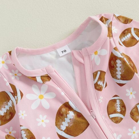 2Pcs Baby Girl Football Outfits Long Sleeve Flower Print Jumpsuit Romper with Headband Set Infant Clothes in Saudi Arabia